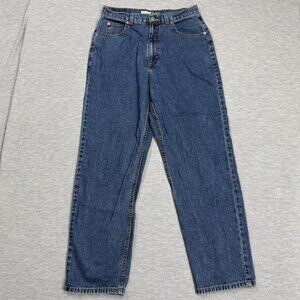 St Johns Bay Womens Blue Denim Jeans High Rise Relaxed Fit Cotton Size 12 30x30